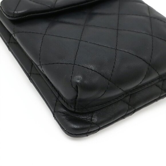 CHANEL Black Leather Logo Pochette Shoulder Bag - Picture 4 of 10